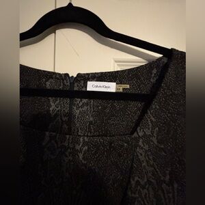 Calvin Klein Charcoal and Black Patterned Dress